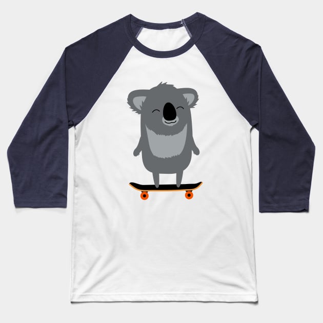 Koala skateboarding Baseball T-Shirt by hyperactive